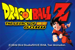 Dragon Ball Z: The Legacy of Goku title screen for GameBoy Advance